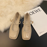 Mary Jane Low Heel Leather Shoes