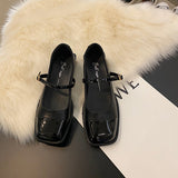 Mary Jane Low Heel Leather Shoes
