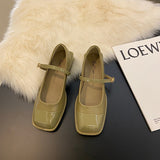 Mary Jane Low Heel Leather Shoes