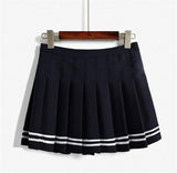Pleated Striped Skirt
