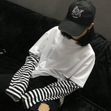 Striped Layered Tee With Extended Sleeves