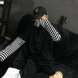 Striped Layered Tee With Extended Sleeves