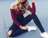 Cut Shoulder Knitted Top