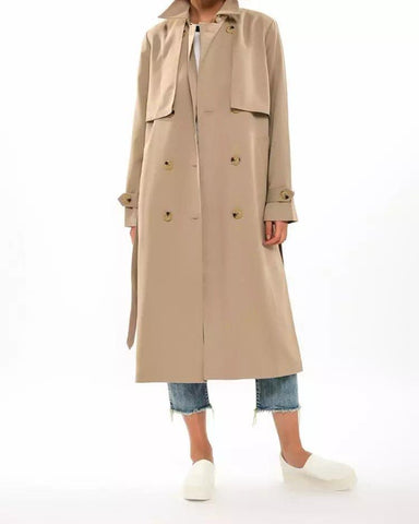Double Breasted Basic Khaki Trench Coat