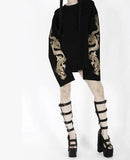 Dragon Embroidered Extended Sleeve Top