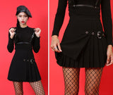 Black Pleated Skirt With Buckle