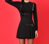 Black Pleated Skirt With Buckle