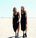 V Neck Spaghetti Strap Midi Dress