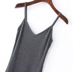 V Neck Spaghetti Strap Midi Dress