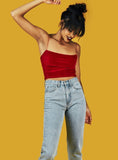 Velvet Strapped Retro Top