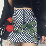 CHECKERBOARD ZIP MINI SKIRT
