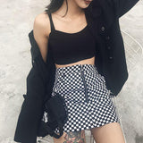 CHECKERBOARD ZIP MINI SKIRT