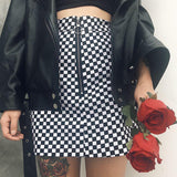CHECKERBOARD ZIP MINI SKIRT