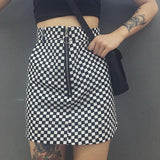 CHECKERBOARD ZIP MINI SKIRT
