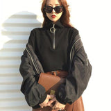 Zip-Up Knitted Turtleneck Sweater