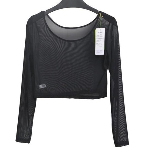 Slim Semi-Transparent Mesh Crop Top