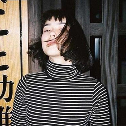 Striped Turtleneck Sweater