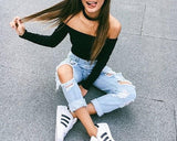 Cut Shoulder Knitted Top