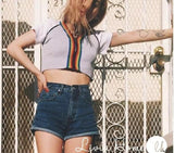 Harajuku Hippie Rainbow Crop Tee