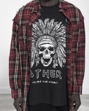 Distressed Plaid Flannel Shirt