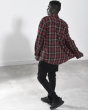 Distressed Plaid Flannel Shirt