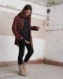 Distressed Plaid Flannel Shirt