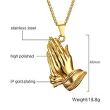 Gold Plated Praying Hands Necklace