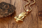 Gold Plated Praying Hands Necklace