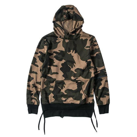 Camo Hooded Pullover With Utility Pocket