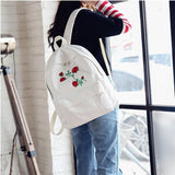 Embroidered Rose Canvas Backpack