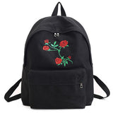 Embroidered Rose Canvas Backpack