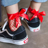 Bow Tie Fishnet Ankle Socks