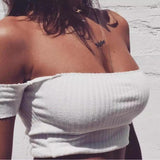 Cut Shoulder Short Sleeve Crop Top