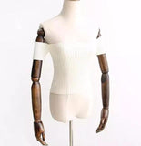 Cut Shoulder Short Sleeve Crop Top
