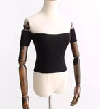 Cut Shoulder Short Sleeve Crop Top