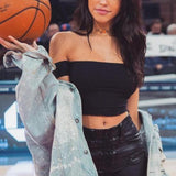 Cut Shoulder Crop Top