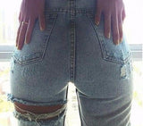 Vintage High waist Back Thigh Ripped Jeans
