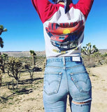 Vintage High waist Back Thigh Ripped Jeans
