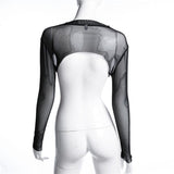 Cropped Mesh Long Sleeve Top