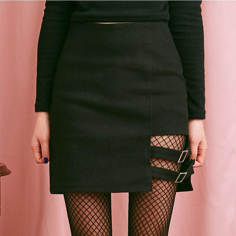 Black Buckled Skirt