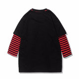 Faux Layered Striped Three Quarter Shirt