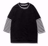 Faux Layered Striped Three Quarter Shirt