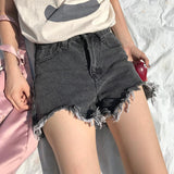 Distressed High Waisted Denim Shorts
