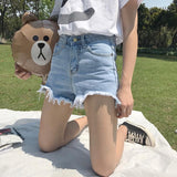 Distressed High Waisted Denim Shorts