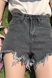 Distressed High Waisted Denim Shorts