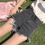 Distressed High Waisted Denim Shorts