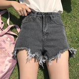 Distressed High Waisted Denim Shorts