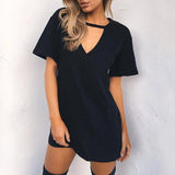 V Neck Cut Shirt Dress