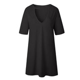 V Neck Cut Shirt Dress