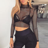 Meshed Turtleneck Shirt